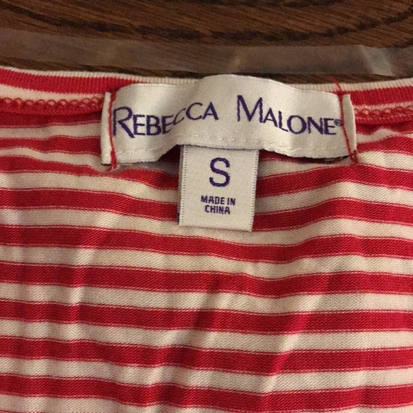 New Rebecca Malone Christmas Reindeer red/white stripe long sleeve shirt- size S - Picture 3 of 8